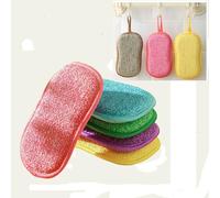 5 Pack Reusable Washing Up Sponge, Non-Scratch Kitchen Dish Sponge, Antibacterial Microfibre Cleaning Scourers Sponge 15x9cm Double Sided Scrubber Pads for Cutlery, Kitchen, Bathroom (Random Color)