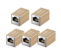 5 Pack RJ45 Coupler, Aluminum Alloy Shell, Ethernet Adapters Female to Female, 8-Pin Modular Straight Through Extender, Network Connectors for Cat8/Cat7/Cat6/Cat6a/Cat5e/Cat5 Ethernet Cable(Gold)
