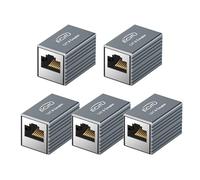 5 Pack RJ45 Coupler, Aluminum Alloy Shell, Ethernet Adapters Female to Female, 8-Pin Modular Straight Through Extender, Network Connectors for Cat8/Cat7/Cat6/Cat6a/Cat5e/Cat5 Ethernet Cable(Gray)