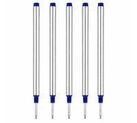 5 Pack Rollerball Pen Refills Compatible with Mont Blanc Rollerball Pens - Blue Ink Refills, 0.5mm Fine Tip, Threaded Rollerball Design, Smooth Writing Replacement Refills (Blue)