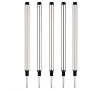 5 Pack Rollerball Pen Refills Compatible with Mont Blanc Rollerball Pens Ink Refills, 0.5mm Fine Tip, Threaded Rollerball Design, Smooth Writing Replacement Refills (Black)