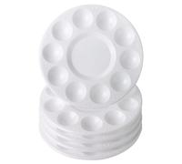 5 Pack Round Plastic Paint Palettes, Versatile Watercolor and Oil Painting Trays, Ideal for DIY Art Projects and Craft Enthusiasts, Durable and Easy to Clean (White)