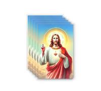 5-Pack Sacred Heart of Jesus Laminated Holy Cards - Catholic Prayer Cards with Consecration Prayer - Durable Pocket - Size Devotional for Daily Prayer and Spiritual Reflection