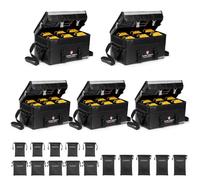 5 Pack SAFE TECH Heavy Duty Fireproof Lipo Battery Bag 35 × 21 × 18 cm, Large Battery Storage Case with Adjustable Dividers for DeWalt, Makita LXT & Lithium-Ion Batteries, Power Tool Battery Box