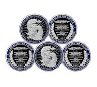 5 Pack Saint Michael Police Officers Challenge Coin God Bless The Police Appreciation Gifts for Law Enforcement Thin Blue Line Police Coin