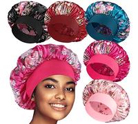 5 Pack Satin Bonnet Silk Bonnet for Sleeping Women, Hair Sleep Bonnets for Women, Wide Soft Band Large Sleep Cap for Curly Hair Braids
