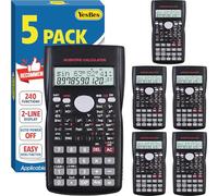 5 Pack Scientific Calculators, 2-Line Large Screen Display 240 Functions Scientific Calculators for Students, Math Algebra Fraction Calculator for High School College School