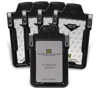 5-Pack Secure Badge Holder Classic with BLOXPROX - RFID Blocking ID Card Cases, Blocks 125 KHz & 13.56 MHz, Durable Polycarbonate, Easy Access Squeeze-to-Read