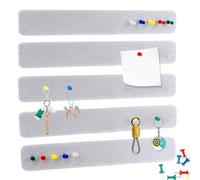 5 Pack Self-Adhesive Cork & Felt Bulletin Board Strips Pin Board for Home, Office, Bedroom Walls Includes 35 Push Pins & Scalloped Borders Notice Board for Notes, Photos, Schedules (Grey)
