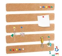 5 Pack Self-Adhesive Cork & Felt Bulletin Board Strips Pin Board for Home, Office, Bedroom Walls Includes 35 Push Pins & Scalloped Borders Notice Board for Notes, Photos, Schedules (Brown)