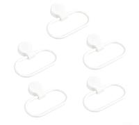 5 Pack Self Towel Holder Ring For Kitchen Bathroom Cabinet Wall Mount Plastic Hanger Rail No Drill Storage Rack Pink Green Blue White Colors Included(White)