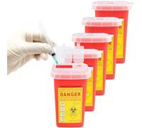 5 Pack Sharp Containers for Needles, 1 Quart Flip Top Sharps Container Small Portable Needle Disposal Container Biohazard Containers for Home Use Office Tattoo Parlors Barbershop