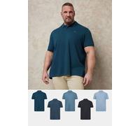 BadRhino Big & Tall 5 Pack Blue & Light Blue Polo Shirts - Men's - Plus Size Curve