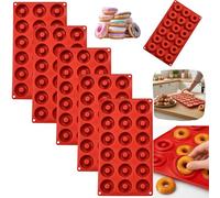 5 Pack Silicone Donut Mould 18 Cavity Non Stick Mini Doughnut Baking Tray Flexible Reusable Pan for Oven Microwave Freezer Dishwasher Safe Cake Biscuit Chocolate Maker