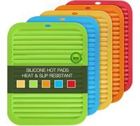 5 Pack Silicone Trivets for Hot Pots and Pans, 9 * 12Inch SiliconeTrivet for HotDishes, Colorful Heat Resistant Silicone Mat, Non-Slip Hot Pads Pot Holders for Kitchen Counter Hot Plate Mat
