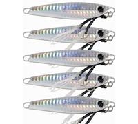 5 Pack - Slow Pitch Jigs 40g - Flat Fall Vertical Jig - Freshwater Saltwater Jig - Metal Fishing Spoon - Heavy Bait Lure- Vertical Jigging Bait