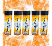 5-Pack Smoke Flares - Wire Pull Ignition - Thick 60 Second Smoke - Ideal for Football, Events, Gender Reveals & Photography (Multiple Colours) (Orange)
