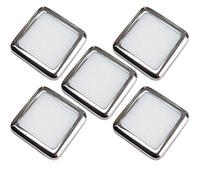 5 Pack | Square LED Mini Plinth Light & Driver Kit | Stainless Steel & Natural White | Bathrooms & Kitchen Skirting Kickboard Spot Lights | Recessed/Flush Cabinet Counter Panel Lighting | Loops
