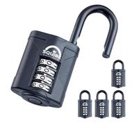 5-Pack - Squire Combination Padlock CP40 - Compact Combination Padlock (Black) - Re-Codable 4-Digit Code - Push Button Security - Ideal for Lockers, Bags & Indoor Cabinets