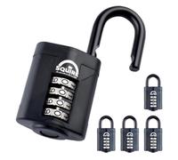 5-Pack - Squire Combination Padlock CP50 - 50mm Combination Padlock - Re-Codable 4-Digit Push Button Lock - Ideal for Gates, Sheds, Lockers & Toolboxes