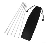 5-Pack Stainless Steel Laboratory Spoons and Spatulas for Sampling, Measuring and Transferring Granular Materials, 22 cm Long Handle Design