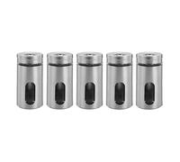 5 Pack Stainless Steel Spice Jars with Shaker Lids, Glass Seasoning Bottle Set, 100ml Container for Spices, BBQ Condiment Storage Tins for Salt, Black Pepper, Cumin