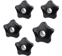 5 Pack Star Knobs, 3/8-16 Thread T-Track Hand Knobs for Machinery | Five-star grip shape with rust-resistant 304 stainless steel thread insert for long-lasting hand clamping