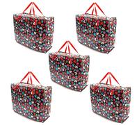 5 PACK Storage Bags Dark Butterfly Design 75x60x25cm Heavy Duty X-Large With Zip Waterproof Durable Reusable Foldable Laundry Clothing Wardrobe Storage Moving House Shopping Toy Extra Large Jumbo