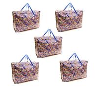 5 PACK Storage Bags Red Flower Design 75x60x25cm Heavy Duty X-Large With Zip Waterproof Durable Reusable Foldable Laundry Clothing Wardrobe Storage Moving House Shopping Toy Extra Large Jumbo