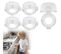 5-Pack Stove Knob Covers - Child Proof Gas Stove Safety Covers, Heat-Resistant Transparent Oven Knob Locks for Baby & Pet Protection