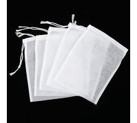 5 Pack Straining Bags Nut Milk Bag Straining 20 * 15cm Nylon Muslin Cloths for Cooking Cheese Cloths with Drawstring Nylon Strainer Fine Mesh Cheesecloth Bags for Yogurt Almond Soy Oat Milk