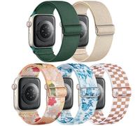 5 Pack Stretchy Nylon Band Compatible with Apple Watch Bands 40mm 41mm 42mm 44mm 45mm 46mm 49mm 38mm for Women Men, Braided Solo Loop Strap for iWatch SE3 2, Ultra3 2 1, Series 11 10 9 8 7 6 5 4 3 2 1