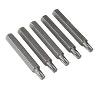 5 PACK - T40 x 75mm TRX Star Long Bit Set - Hex Shaft - Chrome Vanadium Steel