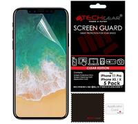 [5 Pack] TECHGEAR Screen Protectors for iPhone 11 Pro, iPhone XS - Clear Lcd Screen Protector with Cleaning Cloth & Application Card