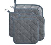 5 Pack Terry Cloth Pot Holders for Kitchen Heat Resistant, 7 x 7 Inch Insulated Oven Square Hot Pads, Potholders Sets for Kitchen Cooking and Baking (Gray)