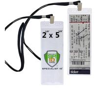 5 Pack -Ticket Stub Holder Display Sleeves with Lanyards - 2 ⅛ X 5 ⅝ Inch TICKETMASTER Compatible - Clear Flexible Vinyl Plastic Holder Pouch for Concerts & Sports by Specialist ID