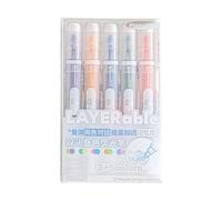 5 Pack Transportable Double End Highlighters Marking Pen with Ergonomic Design and Fluid Texture for Use Artist Marker