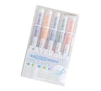5 Pack Transportable Double End Highlighters Marking Pen with Ergonomic Design and Fluid Texture for Office Use Student Marker