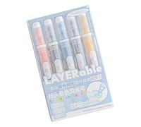 5 Pack Transportable Double End Highlighters Marking Pen with Ergonomic Design and Fluid Texture for Office Use Student Marker