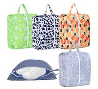 5 Pack Travel Shoe Bags for Men & Women - Waterproof Polyester Shoe Storage Pouch with Sturdy Handle & Zipper - Portable Luggage Organizer for Vacation, Gym & Daily Use