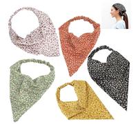 5 Pack Triangle Head Scarf Boho Headband Turban Hair Wrap,Floral Head Kerchief Headband,Chiffon Hair Bandanas,for Women Girls Elastic Non Slip Bandana for Sleeping Yoga Travel Beauty Salon