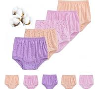 5-Pack Ultra-Soft Cotton Middle-aged And Elderly Women's Briefs Loose Daily Underpants Seniors Ladies Panties (F,5XL)