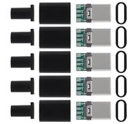 5 Pack USB C Connector - USB 3.1 24Pin Male Plug Port Type C Connector for Cable Repair - Solder Adapter with PCB Board - Black Housing