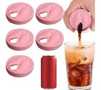 5-Pack Vagina-Shaped Silicone Soda Can Lids - Novelty Party Seals for Adult Gatherings, Reusable Drink Covers for Beer, Soda & Drinking Games (Pink)
