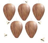 5 Pack Wasp Nest Decoy, Effective Wasp Repellent Outdoor, Brown Craft Paper Fake Hornet Nests (8.6 x 11 in), Realistic Deterrent for Home Garden Patio Farm Safe Eco Friendly