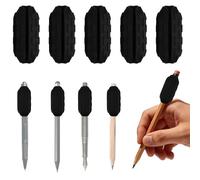 5 Pack Weighted Pencil Grips, Silicone Handwriting Aid for Kids Elderly & Special Needs Adjustable Pen Grips to Improve Penmanship for Tremors Fine Motor Skills, Fits 7-14mm Pens (Black)