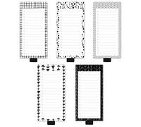 5 Pack White Black Pattern Magnetic Notepads with Pen Holder,for Grocery, Shopping and to Do Lists with Checkbox,Note Pad for Refrigerator 3.3" x 7",50 Sheets