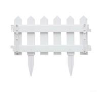 5 Pack White Picket Fence Panels, 20x40cm Plastic Garden Edging with Spikes, Interlocking Border Fencing for Lawn Flower Bed Pathway Decor(012)