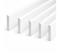 5 Pack White Upvc D-Mould Trim 65mm X 1M, Rigid Plastic Finishing Strip For Skirting, Fascia, Window Sills & Door Frames
