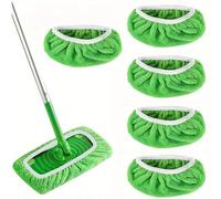 5-Pack Wipes for Swiffer Floor Mops, Reusable Mop Refill Pads, Washable Microfiber Sweeping Mop, Dry & Wet Use, for Hardwood Floors, Laminate & Tile Cleaning (Green)